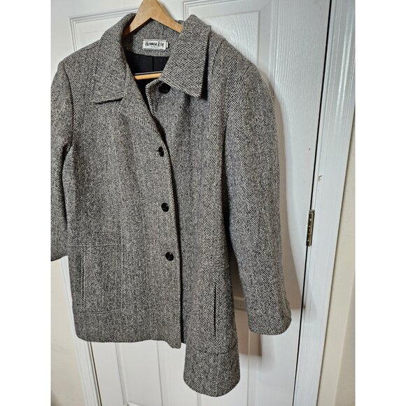 Herman Kay Wool Pea Coat Jacket Gray 3 Button Closure USA VINTAGE 90S 22wp USA - Picture 6 of 12